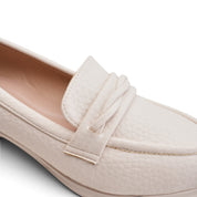 Twist Detail Block Heel Loafers - Beige