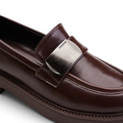 Statement Buckle Loafers - Brown