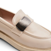 Statement Buckle Loafers - Beige