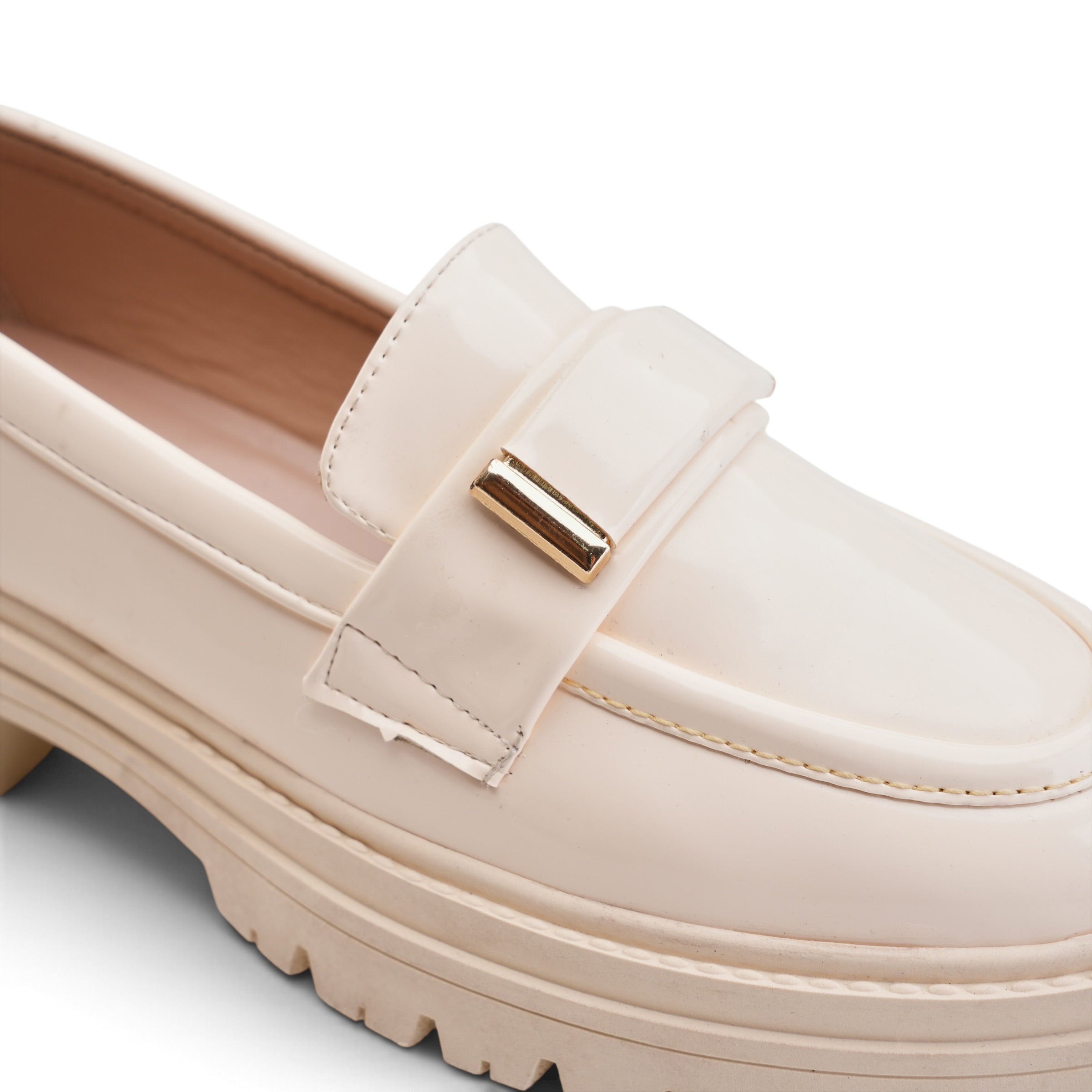 Glossy Chunky Loafers – Beige