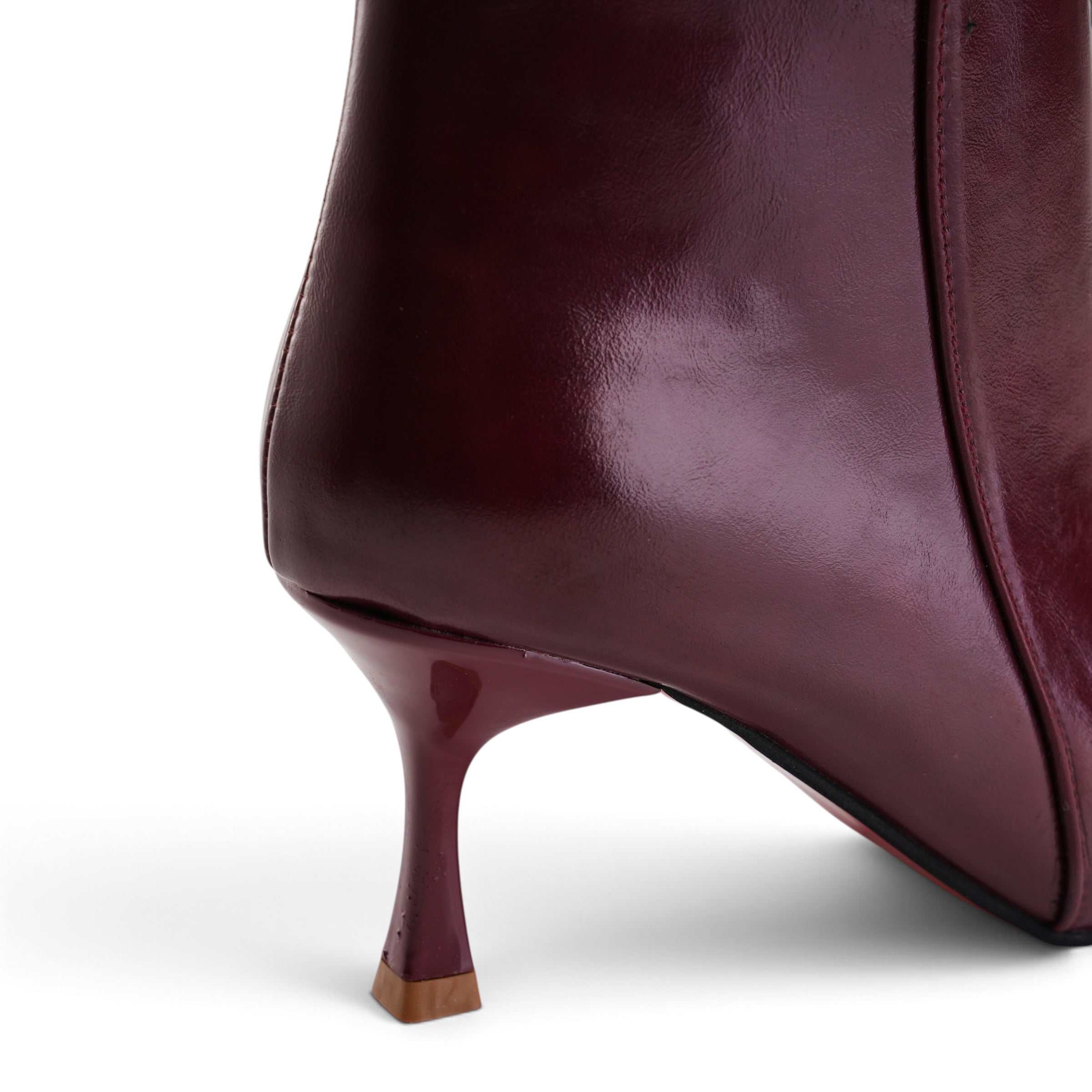 Sculpted Heel Ankle Boots - Burgundy
