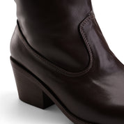 Slouchy Western Mid-Calf Boots - Brown