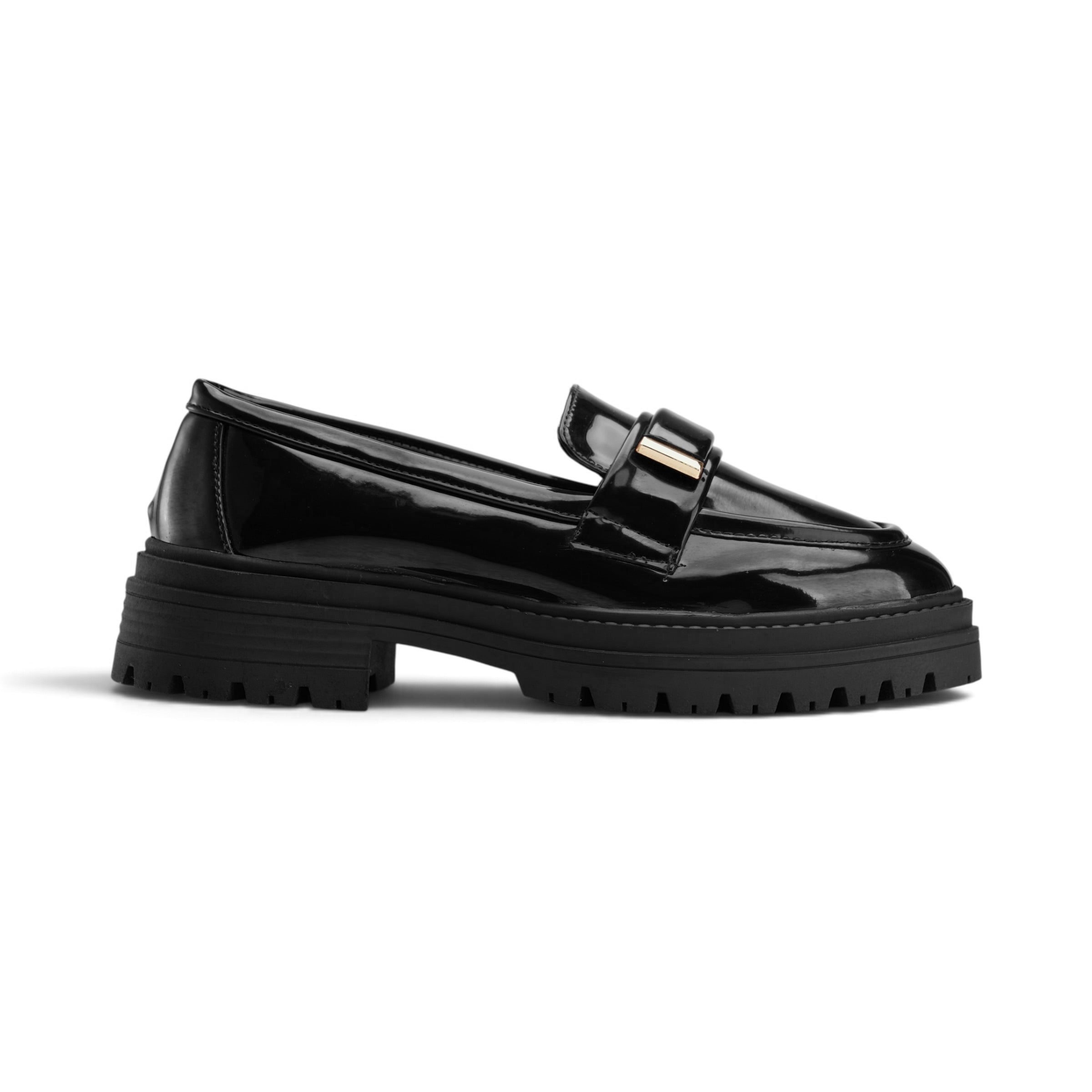 Glossy Chunky Loafers – Black