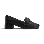 Heritage Block Heel Loafers - Black