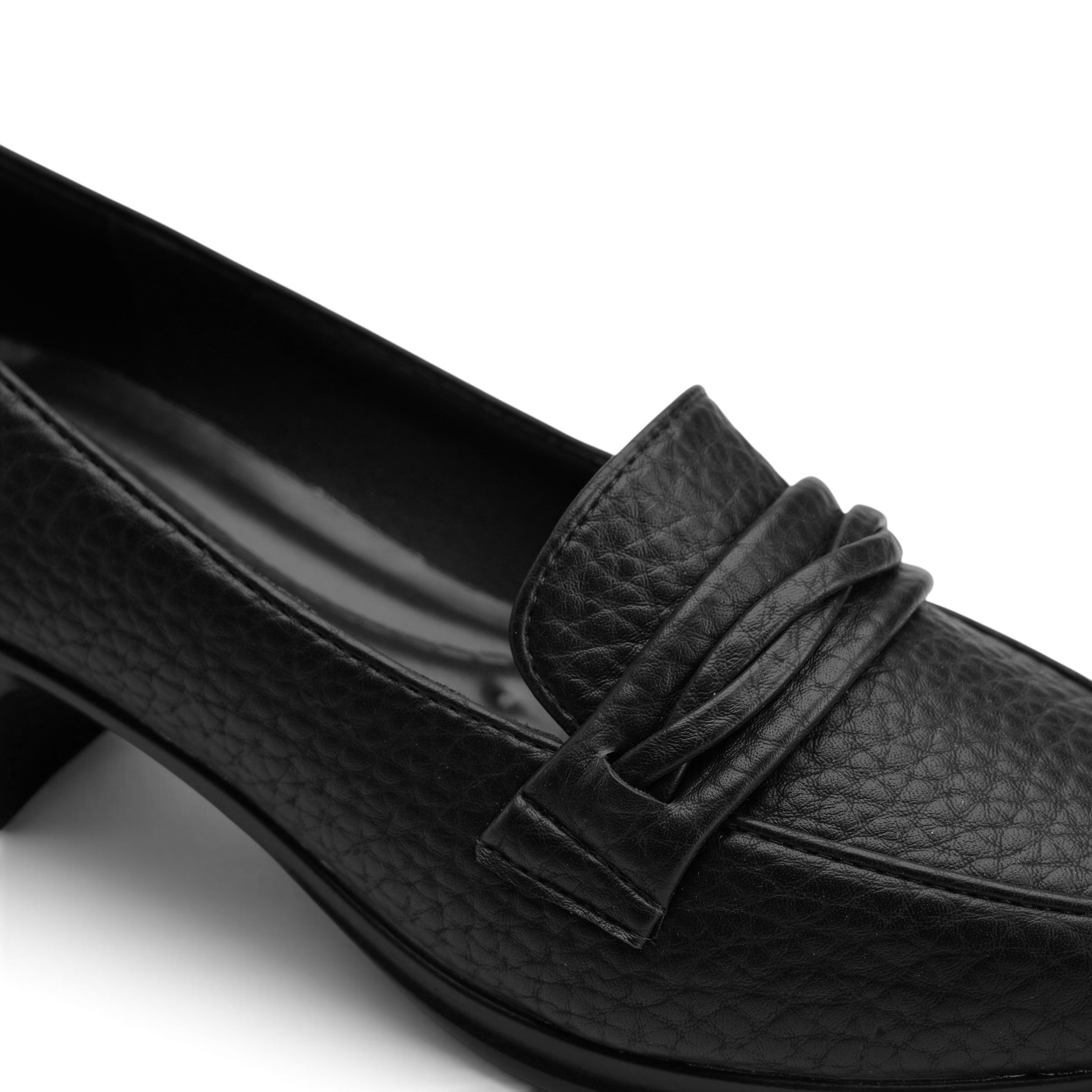 Twist Detail Block Heel Loafers - Black