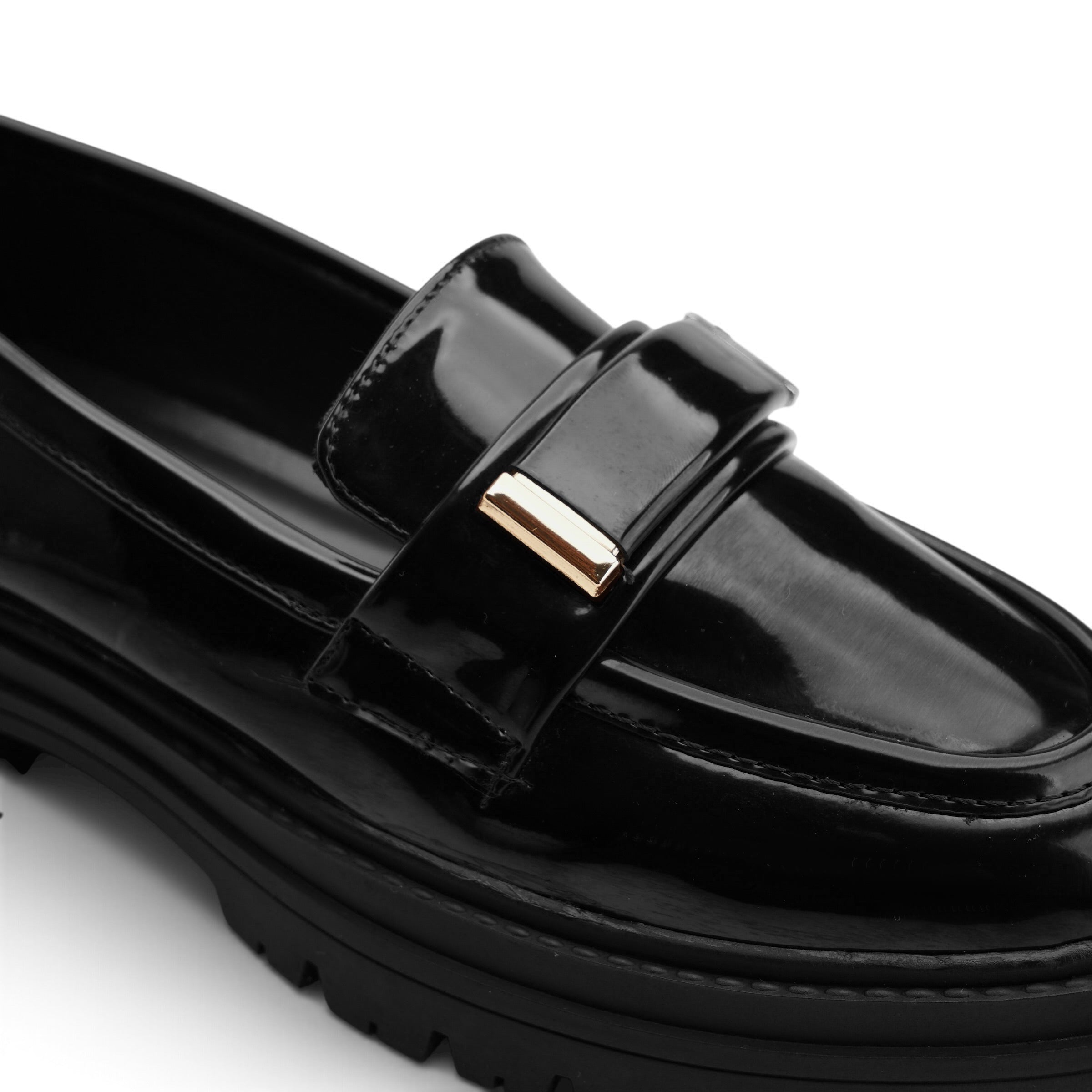 Glossy Chunky Loafers – Black