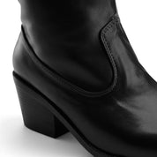Slouchy Western Mid-Calf Boots - Black
