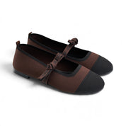 Ribbon Knit Ballet Flats - Brown