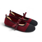 Ribbon Knit Ballet Flats - Burgundy