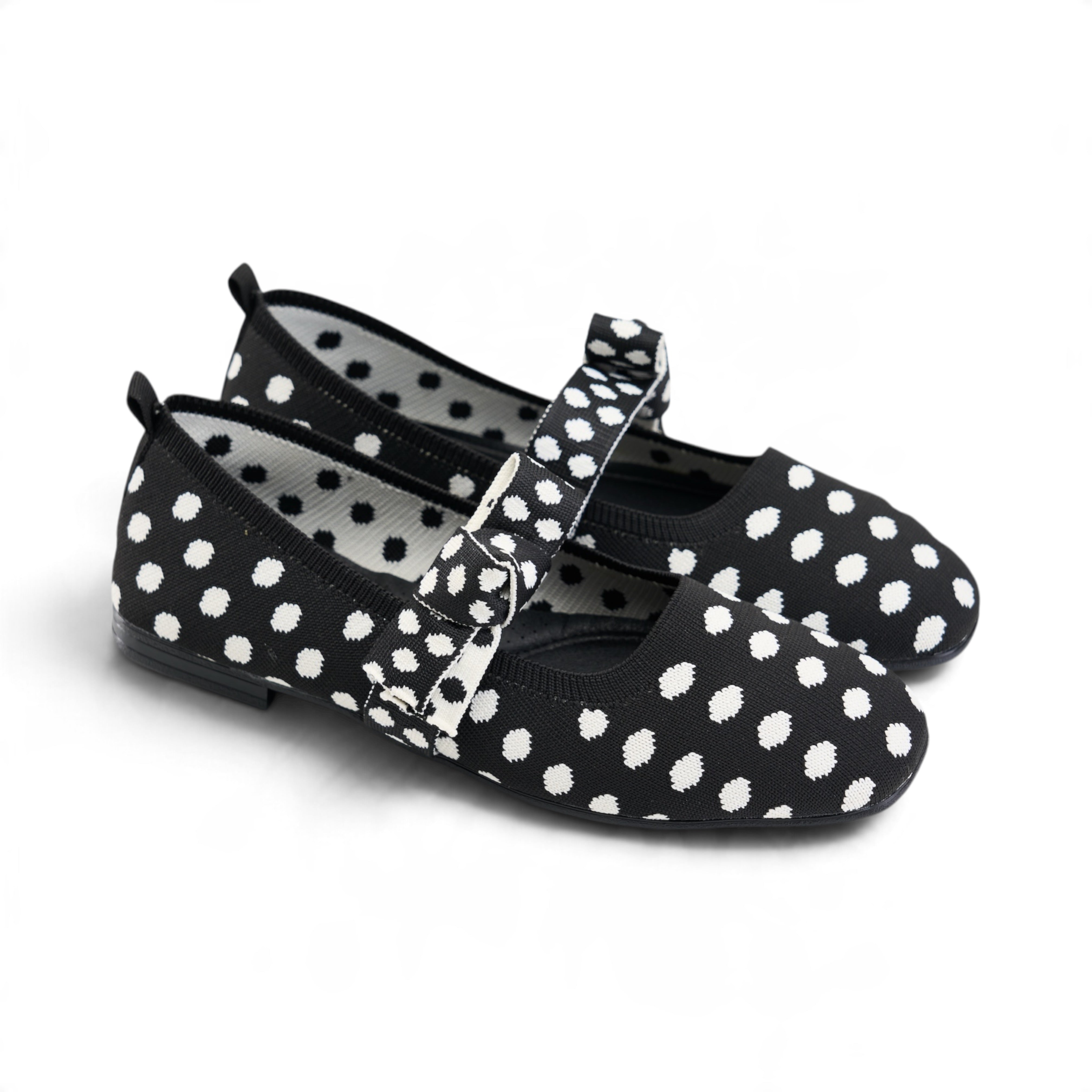 Polka Dot Mary Jane Flats - Black