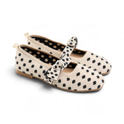 Polka Dot Mary Jane Flats - Beige