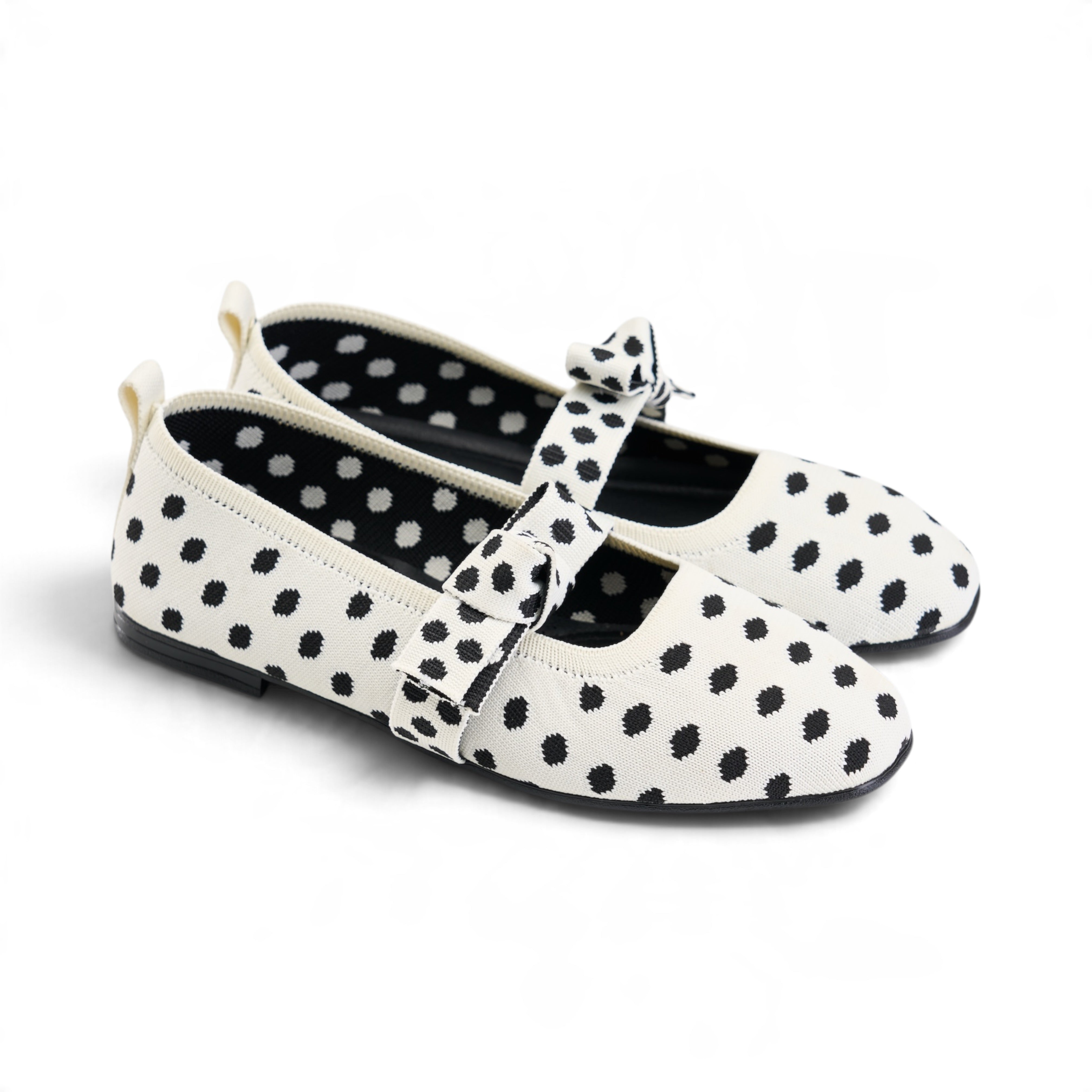 Polka Dot Mary Jane Flats - White