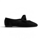 Suede Bow Ballet Flats - Black