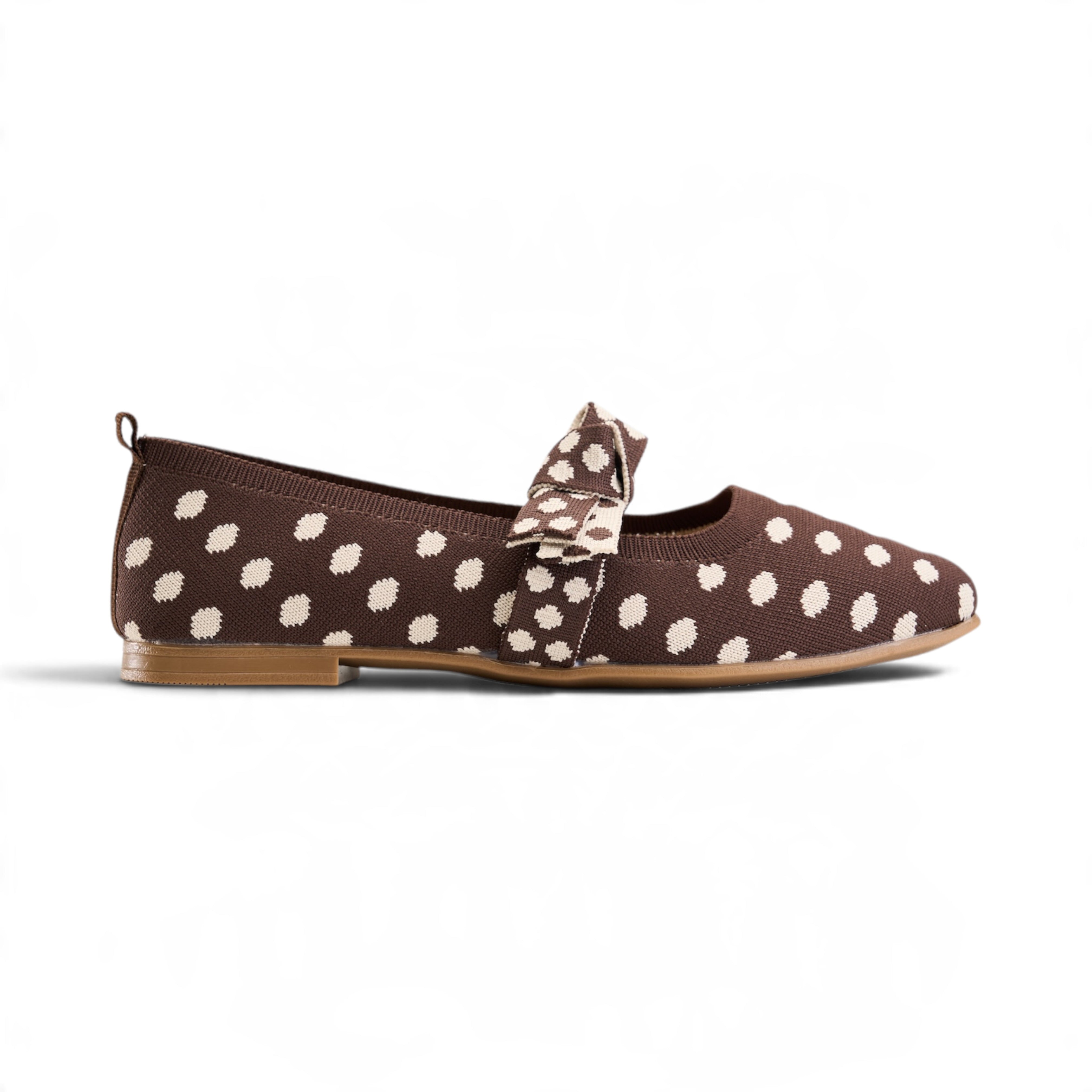Polka Dot Mary Jane Flats - Brown
