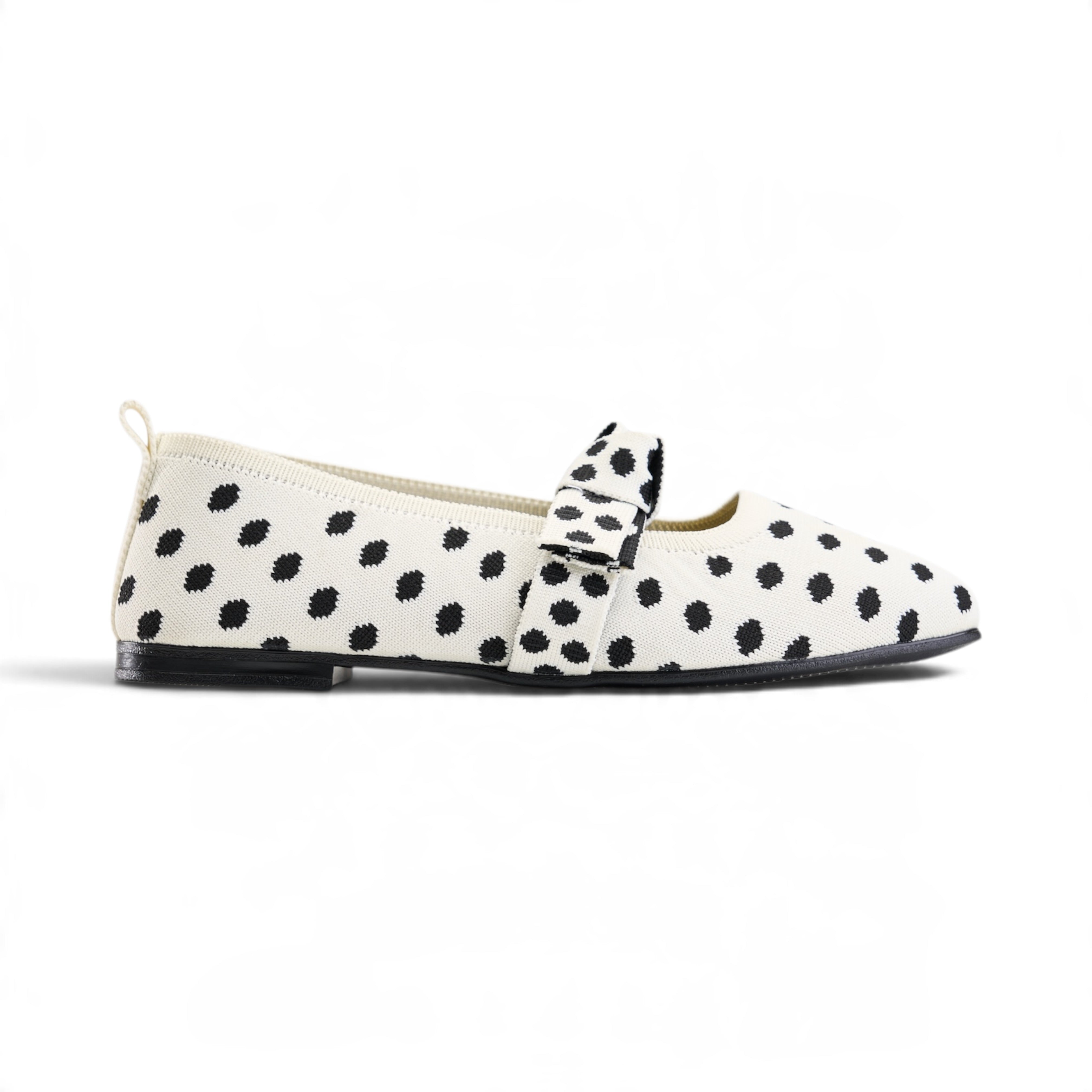 Polka Dot Mary Jane Flats - White
