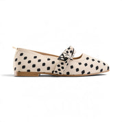 Polka Dot Mary Jane Flats - Beige