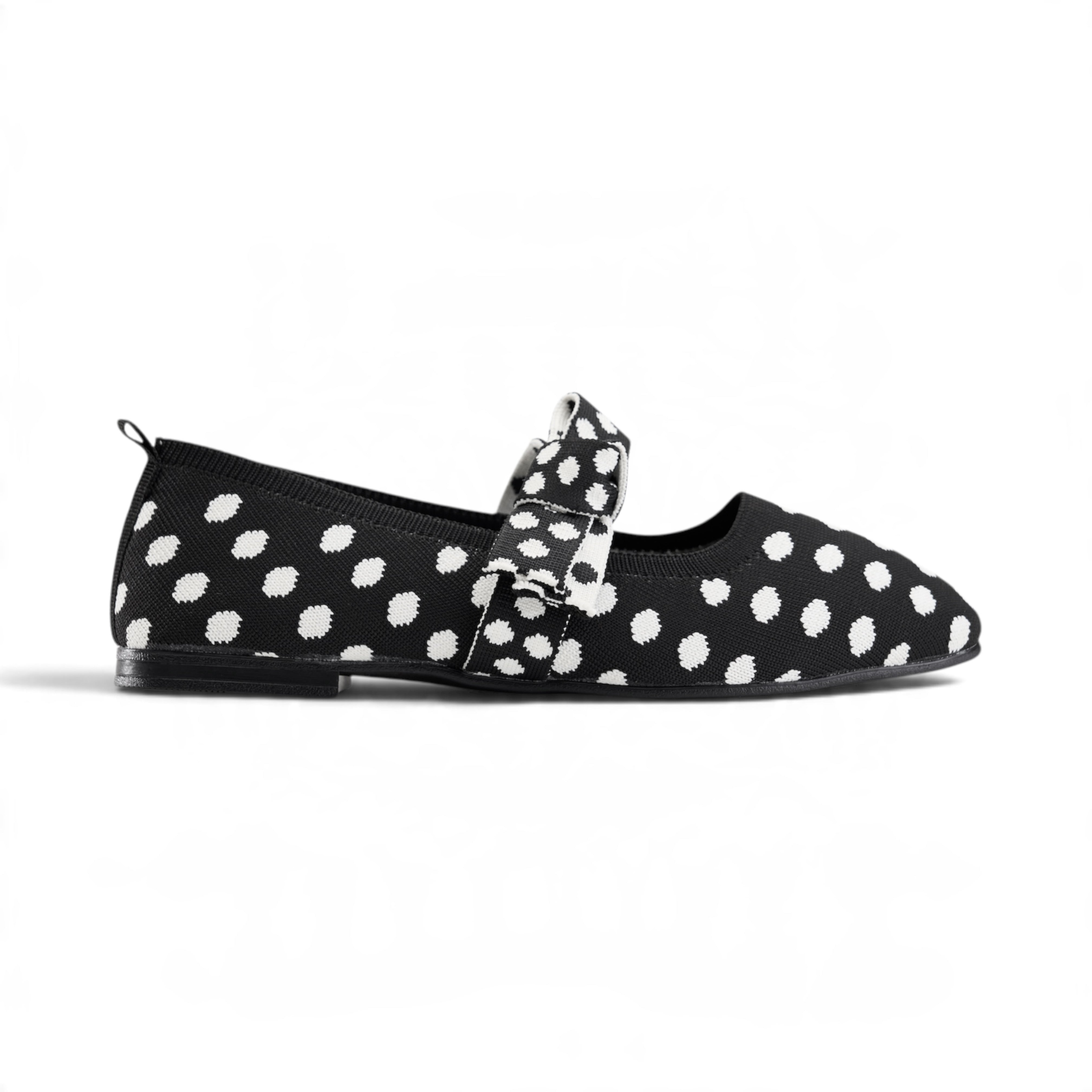 Polka Dot Mary Jane Flats - Black