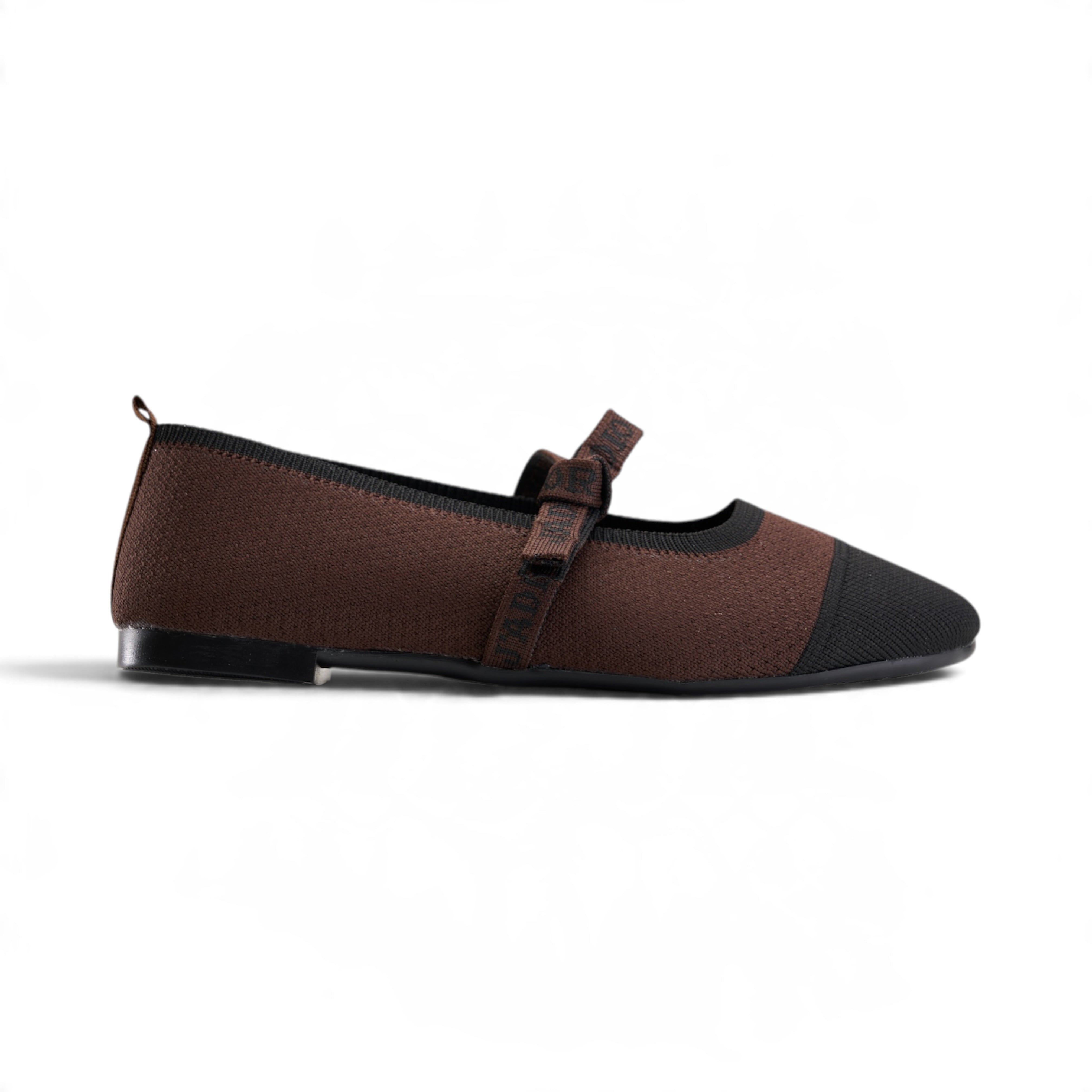 Ribbon Knit Ballet Flats - Brown