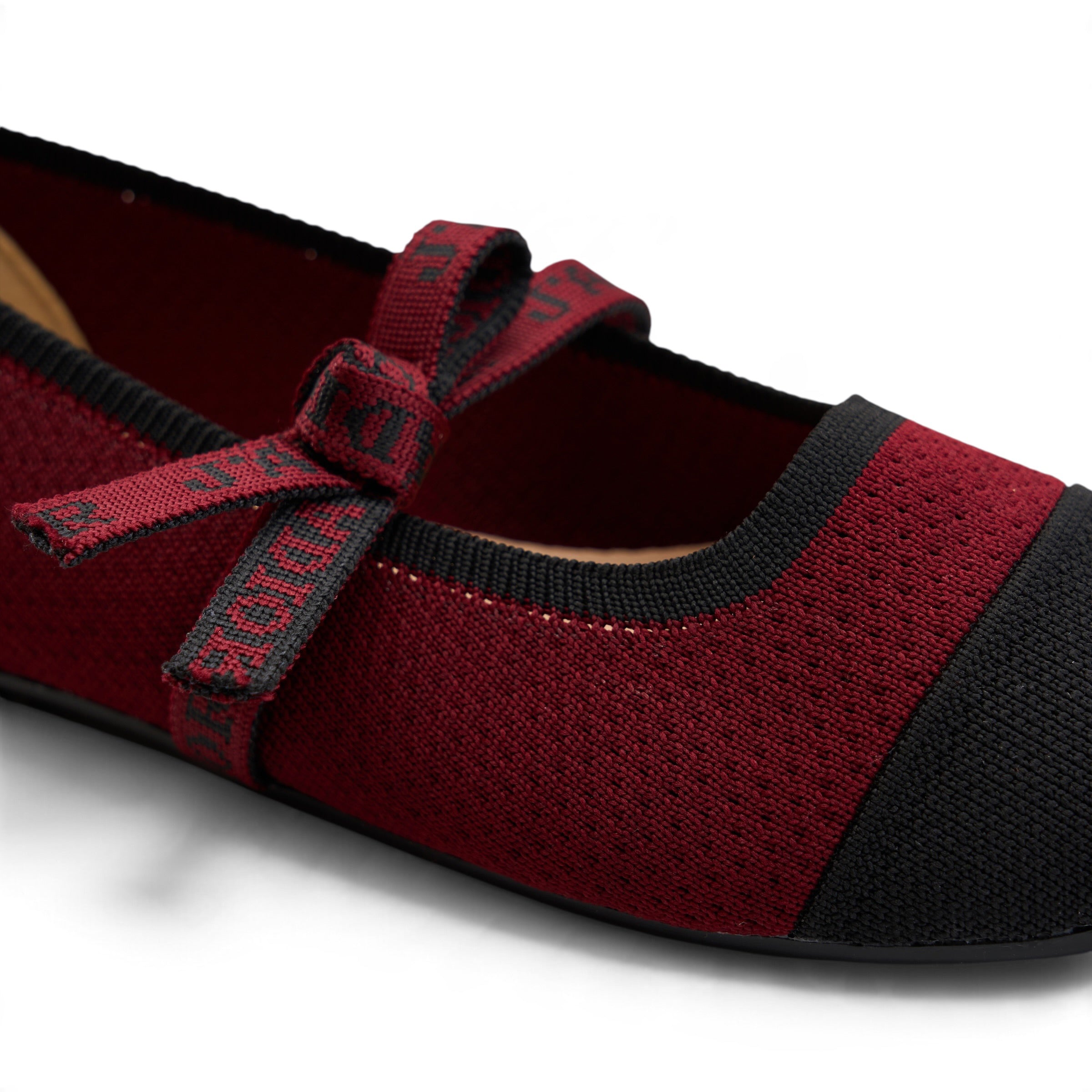 Ribbon Knit Ballet Flats - Burgundy