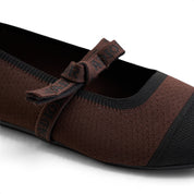 Ribbon Knit Ballet Flats - Brown