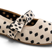Polka Dot Mary Jane Flats - Beige