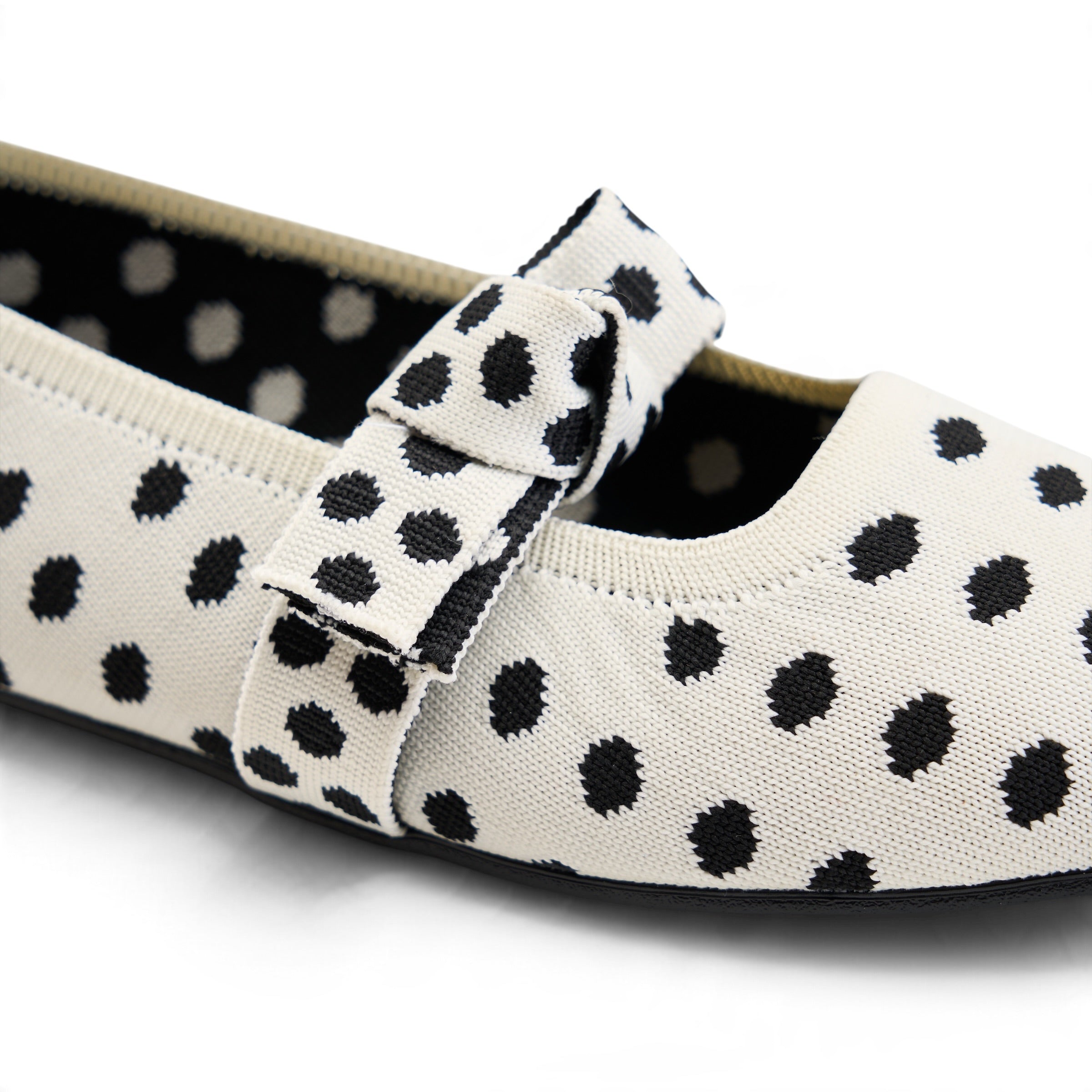 Polka Dot Mary Jane Flats - White