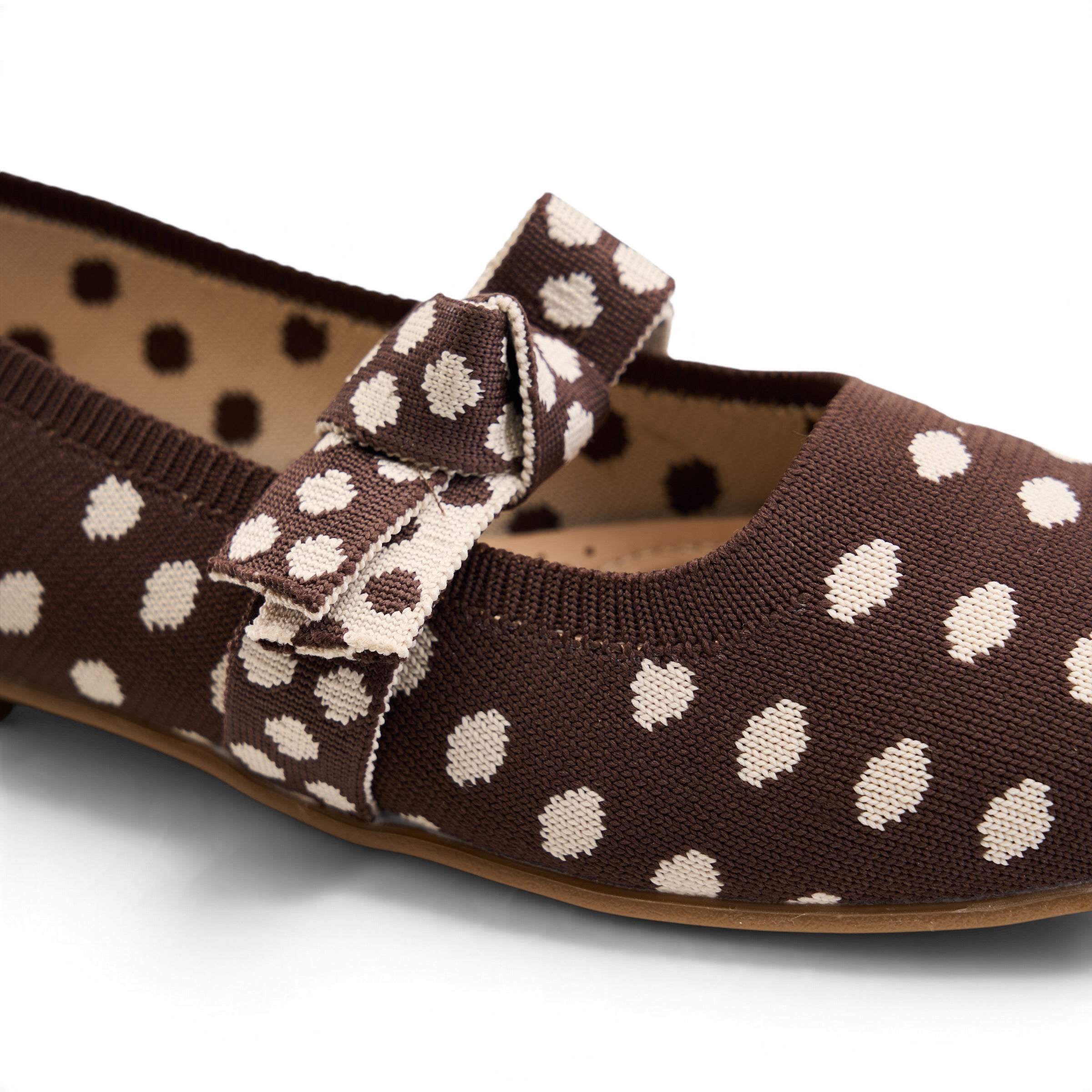 Polka Dot Mary Jane Flats - Brown