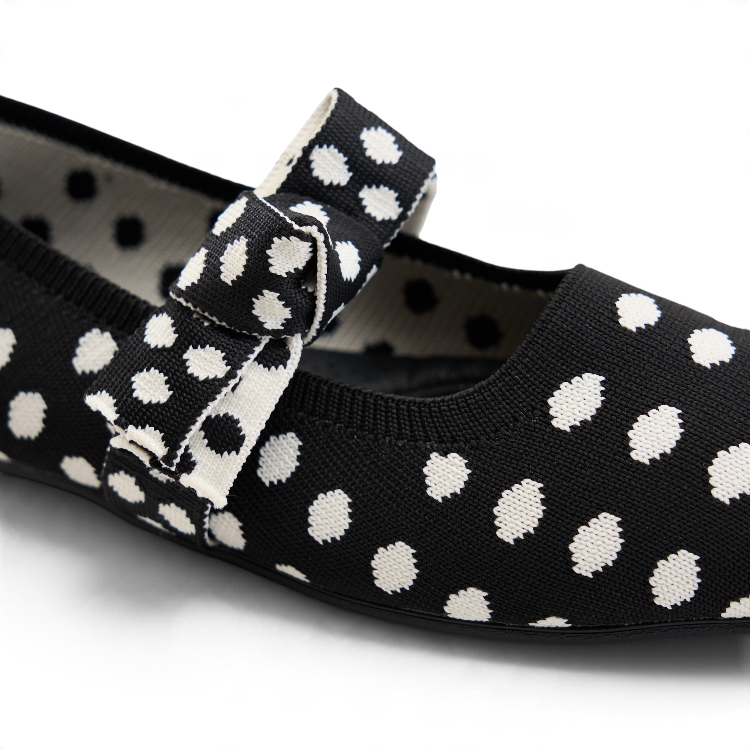 Polka Dot Mary Jane Flats - Black