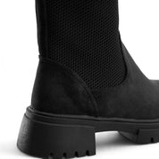 Ribbed Knit Chunky Boots - Black