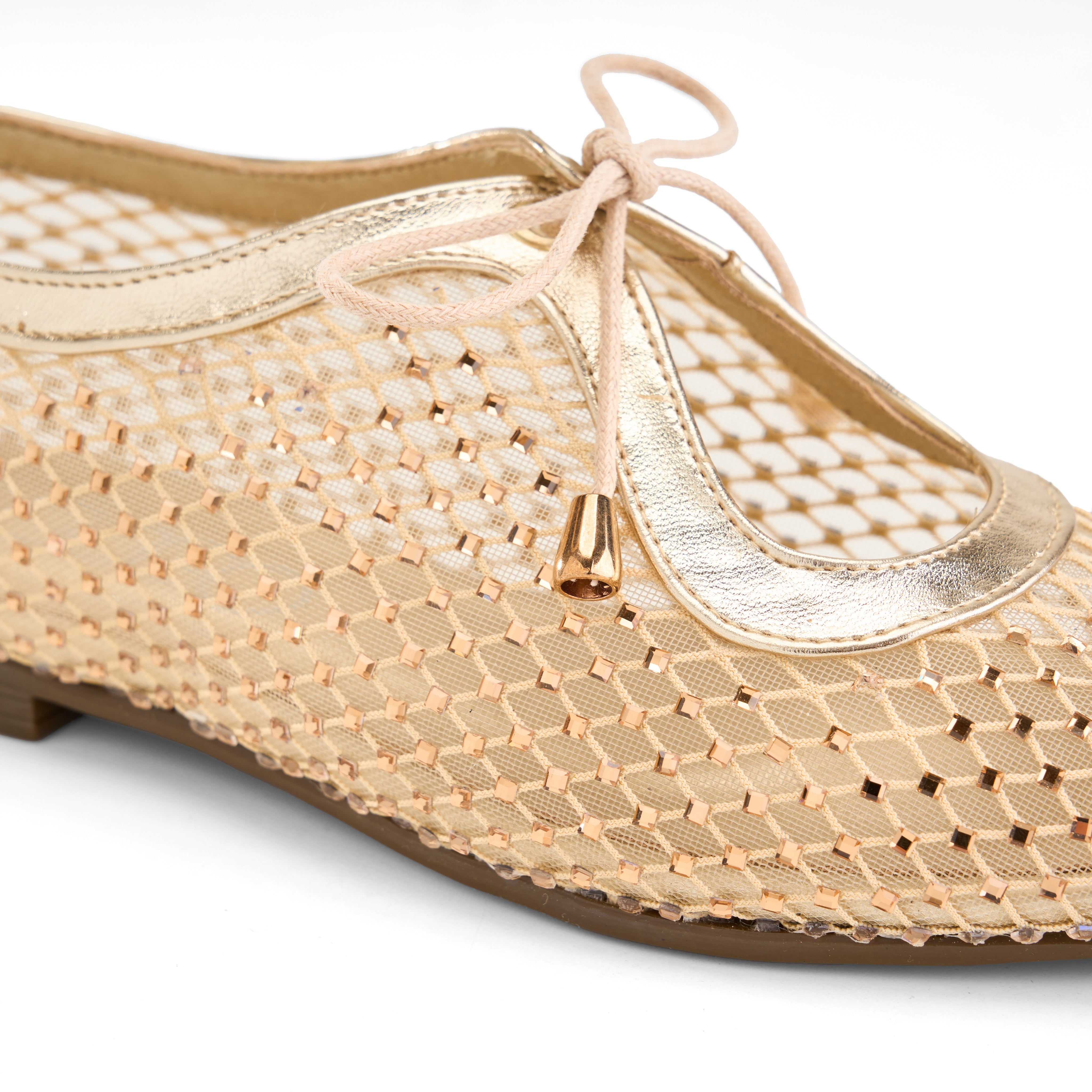 Rhinestone Mesh Flats - Gold