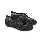 Rhinestone Mesh Flats - Black