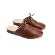 Ballet-Style Tie Mule - Brown
