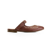 Strap Detail Studded Mules - Brown