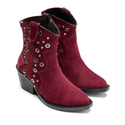 Grommet Detail Cowboy Boot - Maroon