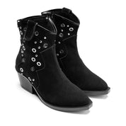 Grommet Detail Cowboy Boot - Black