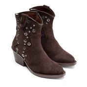 Grommet Detail Cowboy Boot - Brown