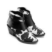 Cowhide Western Ankle Boot - Black