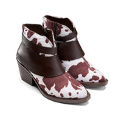 Cowhide Western Ankle Boot - Brown