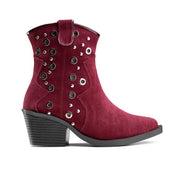 Grommet Detail Cowboy Boot - Maroon