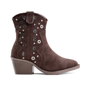 Grommet Detail Cowboy Boot - Brown