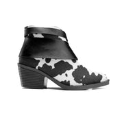 Cowhide Western Ankle Boot - Black