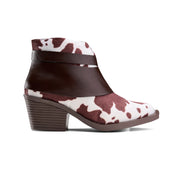 Cowhide Western Ankle Boot - Brown