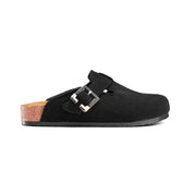 Corduroy Buckle Clogs with Premium Detail - Black