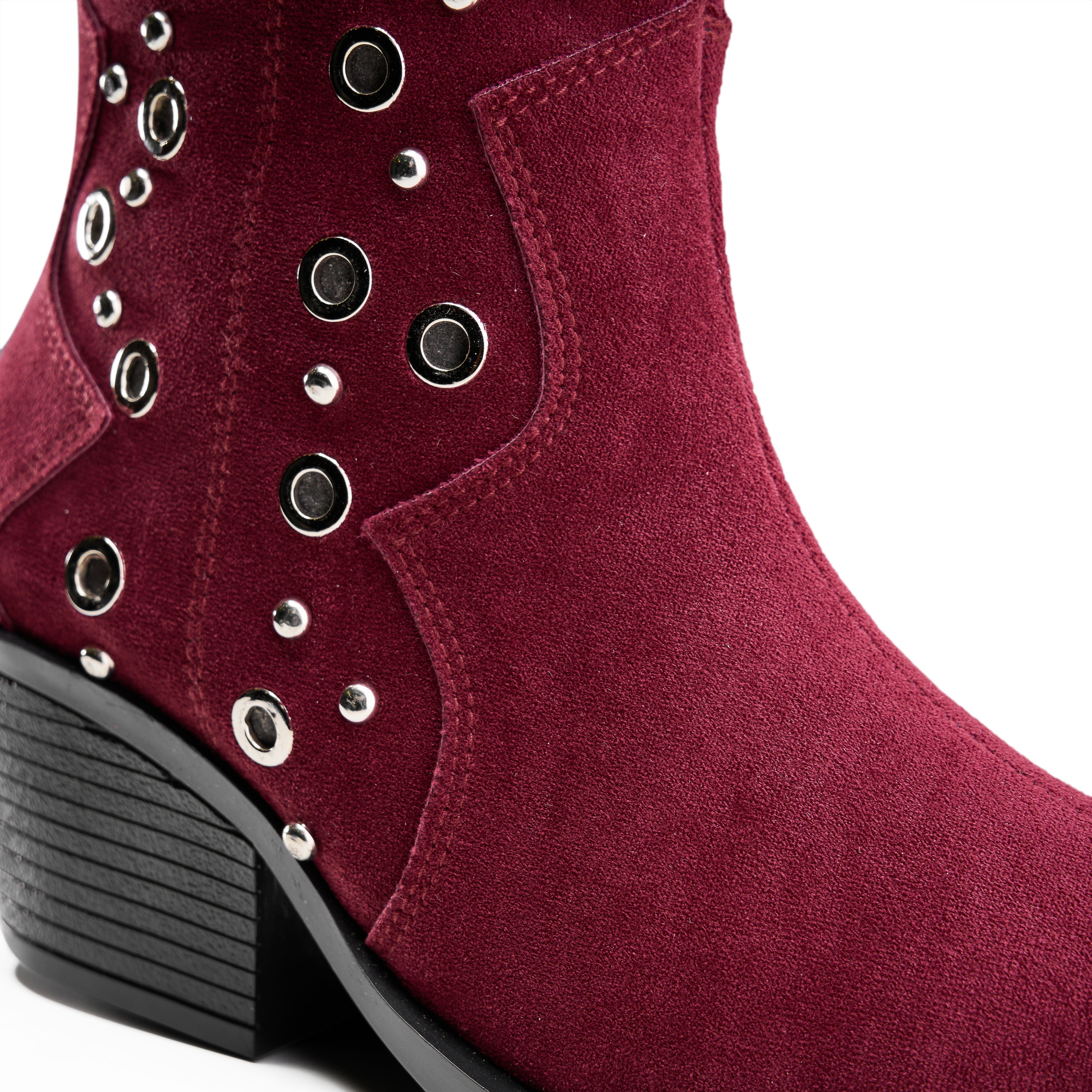 Grommet Detail Cowboy Boot - Maroon