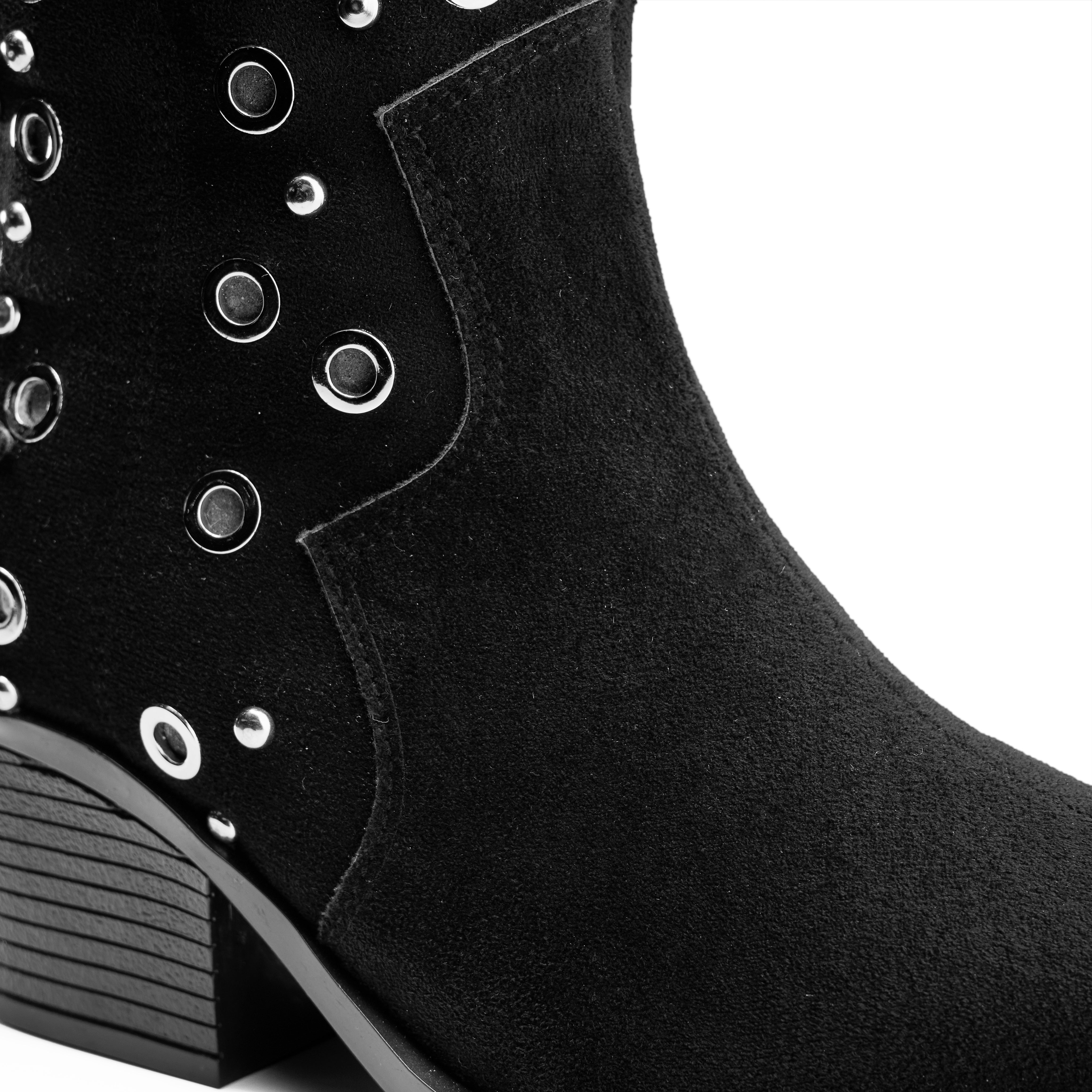 Grommet Detail Cowboy Boot - Black