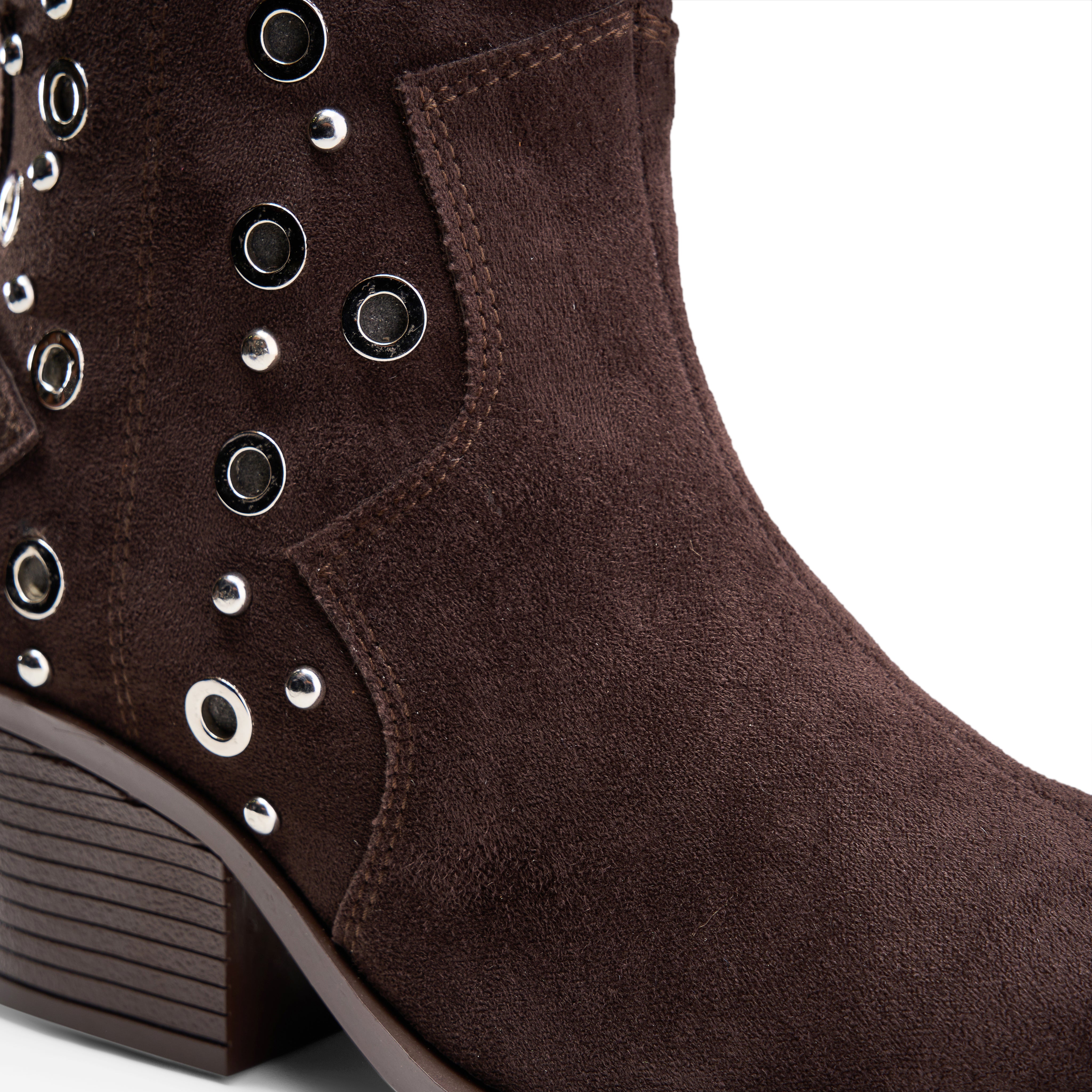 Grommet Detail Cowboy Boot - Brown