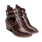 Block Heel Multi-Strap Boot - Brown