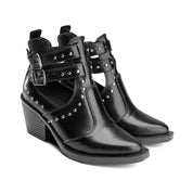 Block Heel Multi-Strap Boot - Black