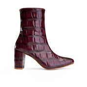 High-Heel Croc Ankle Boot - Maroon