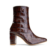 High-Heel Croc Ankle Boot - Brown